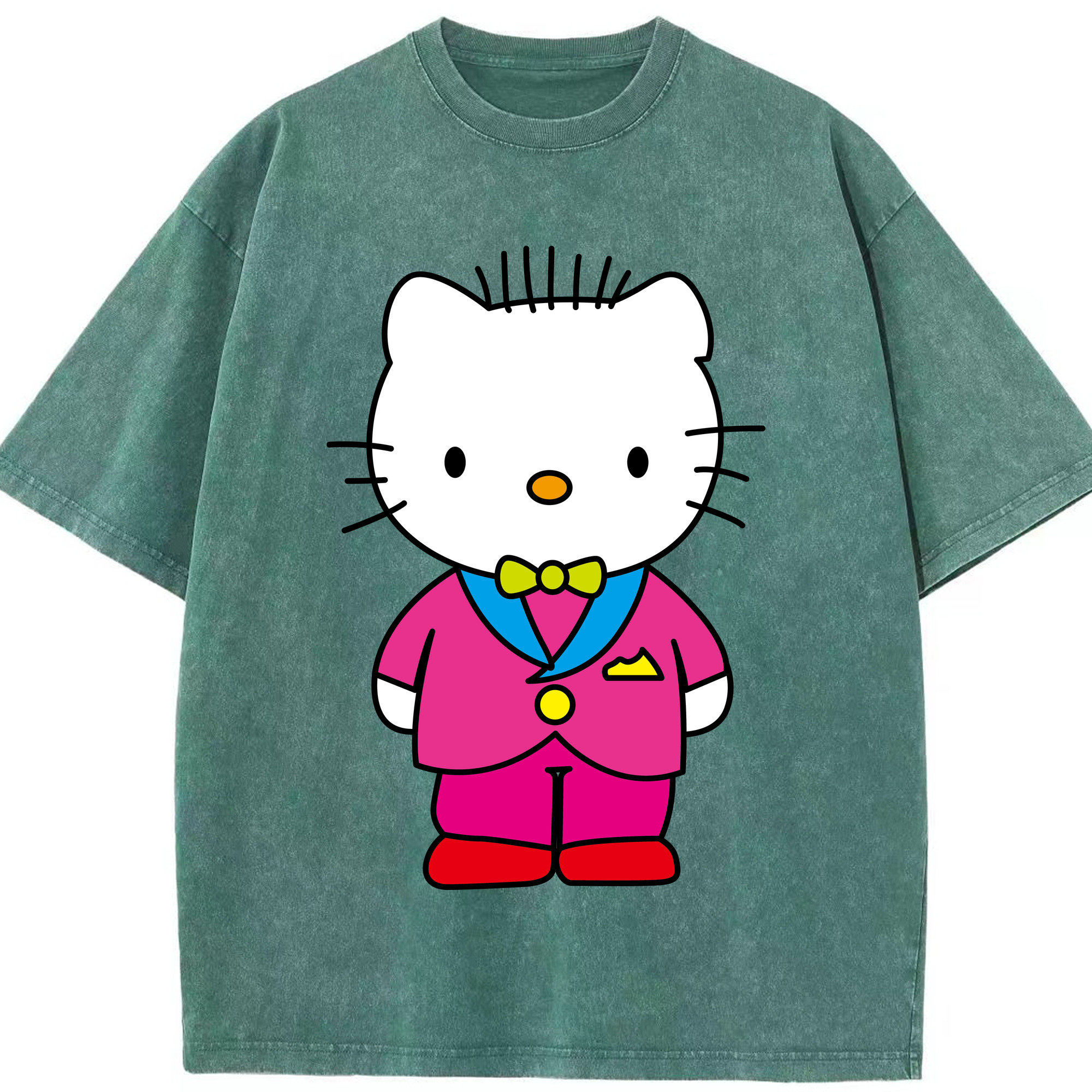 （画像用） Hello Kitty ハローキティ 綿100% ヴィンテージ風 半袖Tシャツ（フロントプリント）